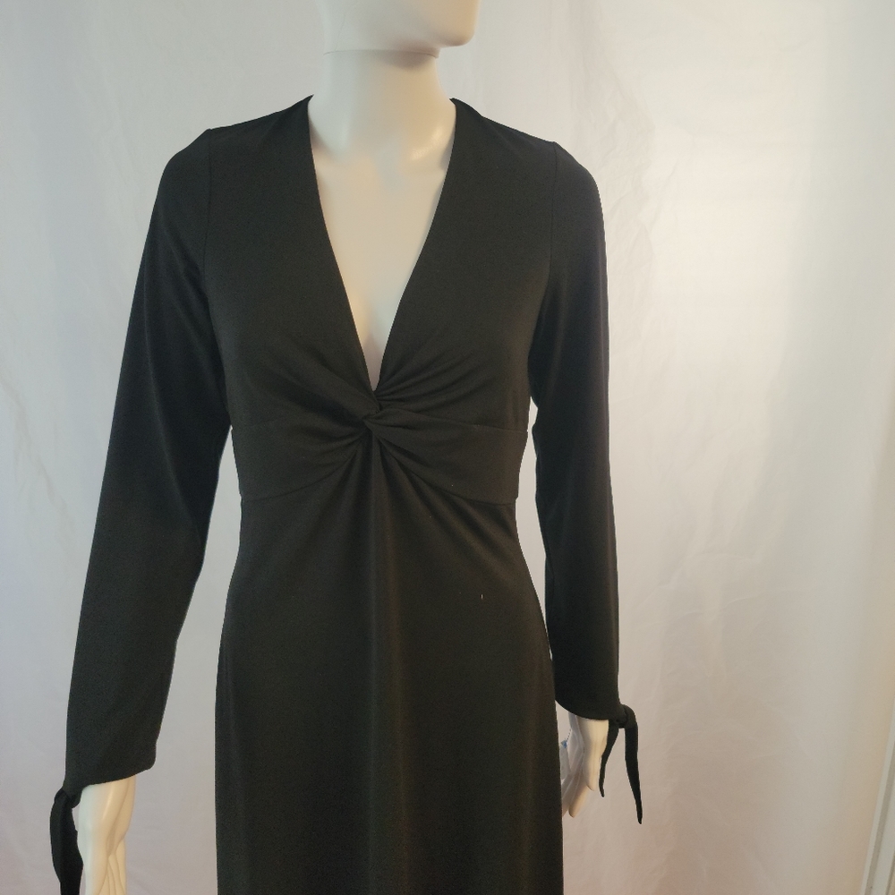 BLACK POLY-KNIT DRESS BY TO THE MAX, Sz L (10-12)